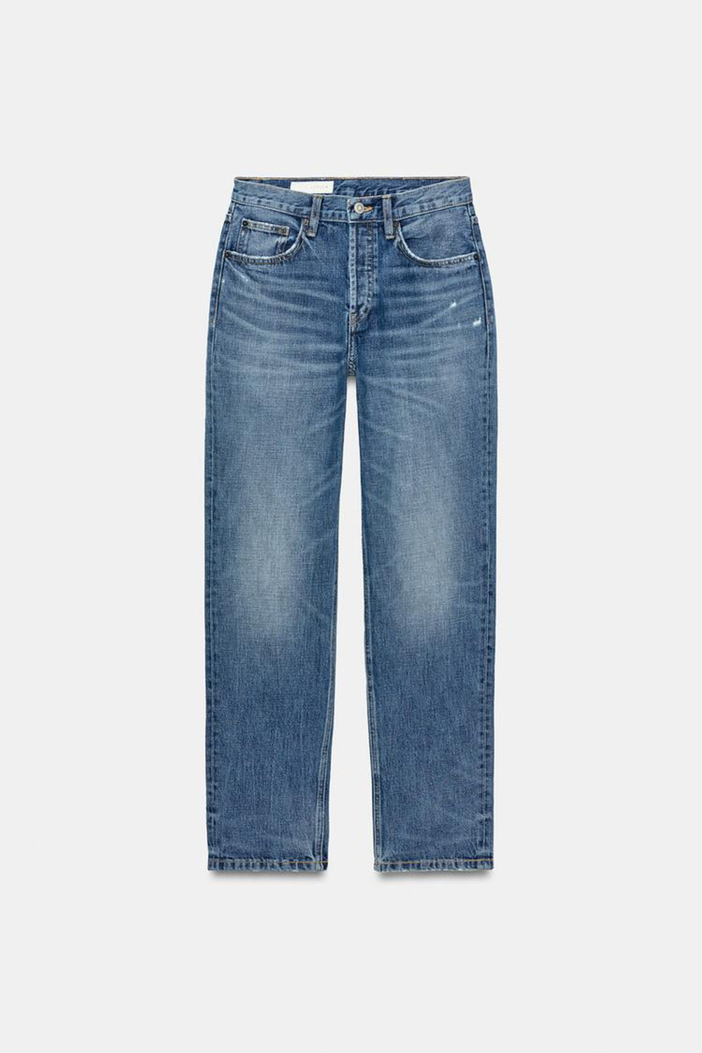 ZARA ДЖИНСЫ TRF STRAIGHT СО СРЕДНЕЙ ПОСАДКОЙ, СИНИЙ