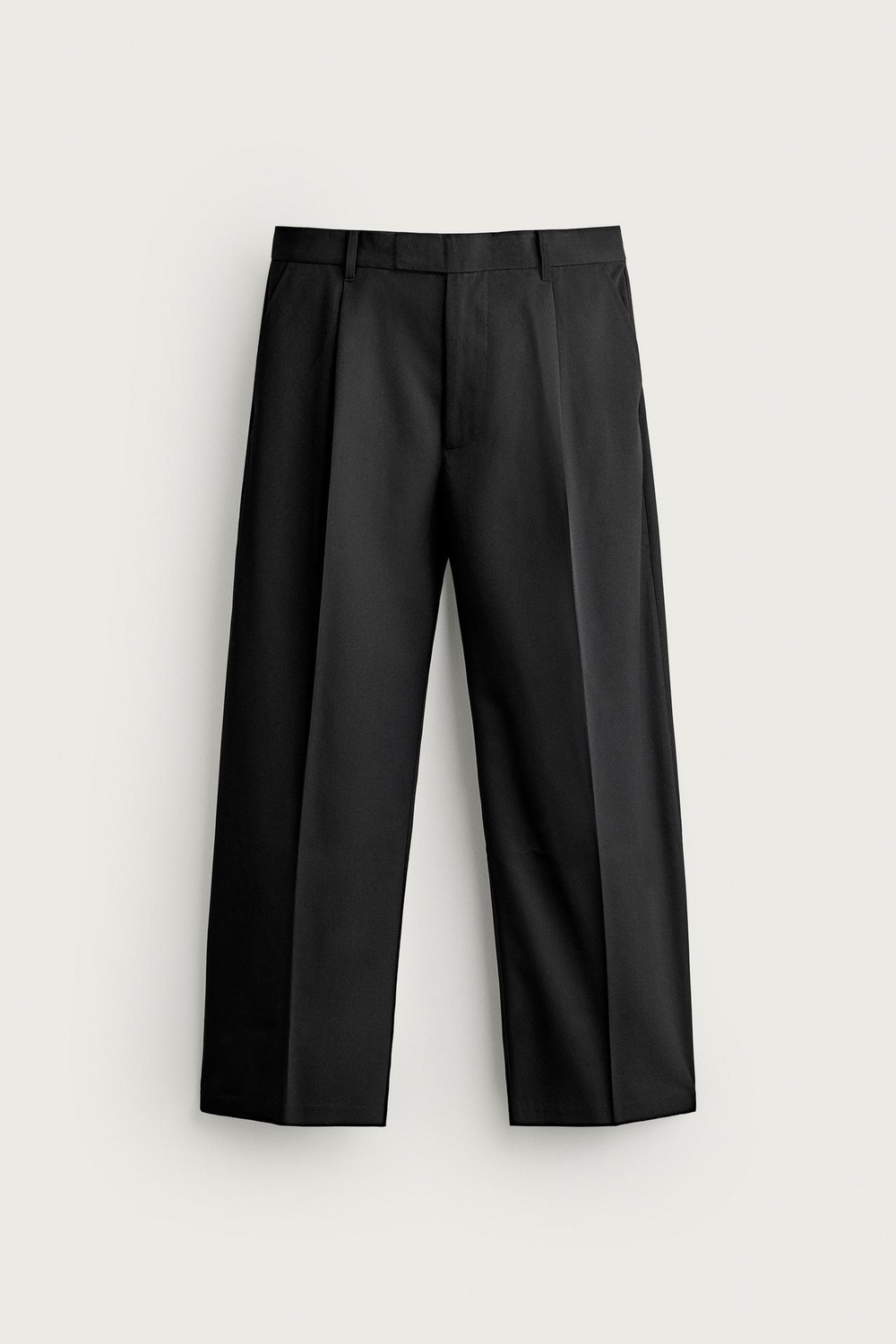ZARA БРЮКИ RELAXED FIT СО СКЛАДКАМИ, ЧЕРНЫЙ