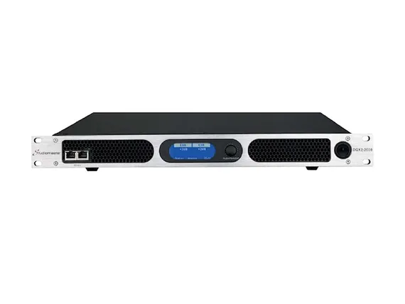 Studiomaster DQX4‐2600 Усилитель с процессором DSP, 3.3" LCD экран, RS-485, AES, 90 - 250 V, 1U 8 Ом: 4x 650 Вт