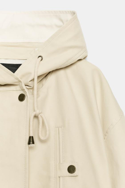 ZARA ПАРКА С КАРМАНАМИ И КАПЮШОНОМ — ZW COLLECTION, БЕЖЕВЫЙ