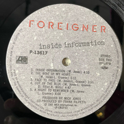Винтажная виниловая пластинка LP Foreigner Inside Information (Japan 1988) (Obi) The Beat Of My Heart