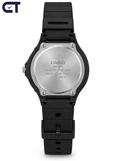 CASIO MW-240-1E CASIO Collection мужские наручные часы — крупный чёрный циферблат, лёгкий корпус и водостойкость 50 м