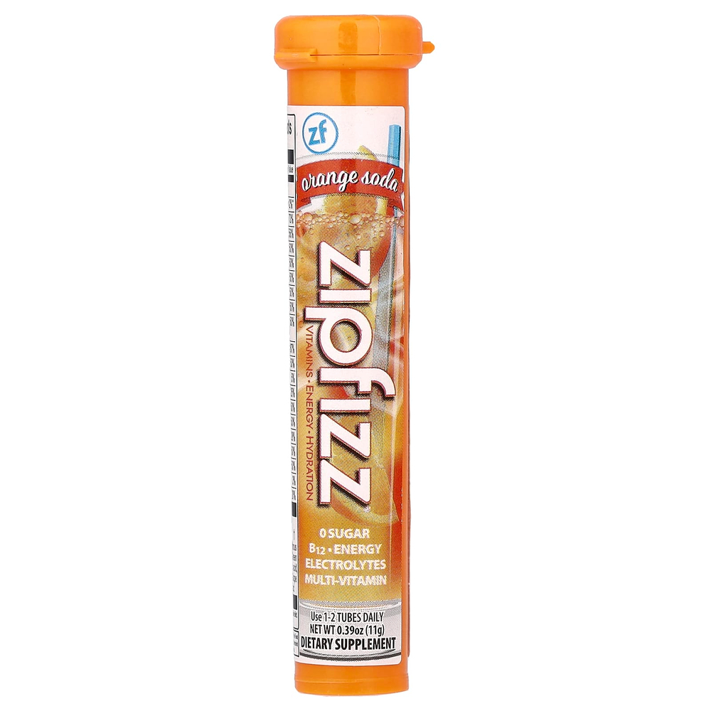 Zipfizz, смесь для энергетического напитка, апельсин с содовой, 20 тюбиков по 11 г (0,39 унции)