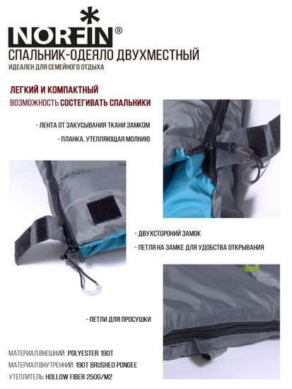 Спальный мешок NORFIN Alpine Comfort 250 (одеяло, +5°C)