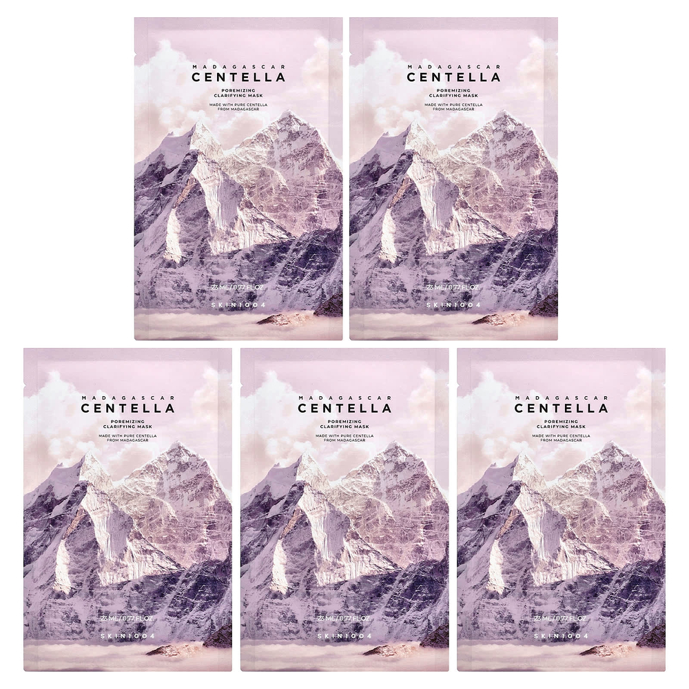SKIN1004, мадагаскарская готу кола, Poremizing очищающая маска, 5 шт. по 23 мл (0,77 жидк. унции)