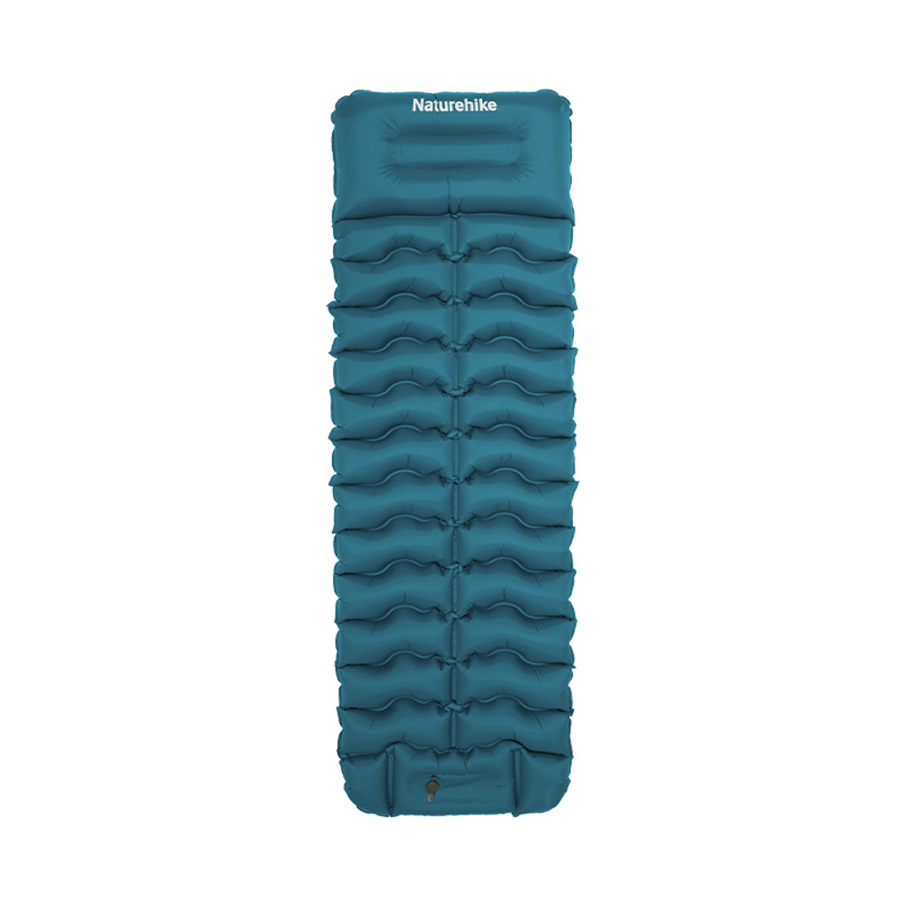 Коврик надувной Naturehike FC01 200х60х9,5 см, с подушкой, с насосом, голубой