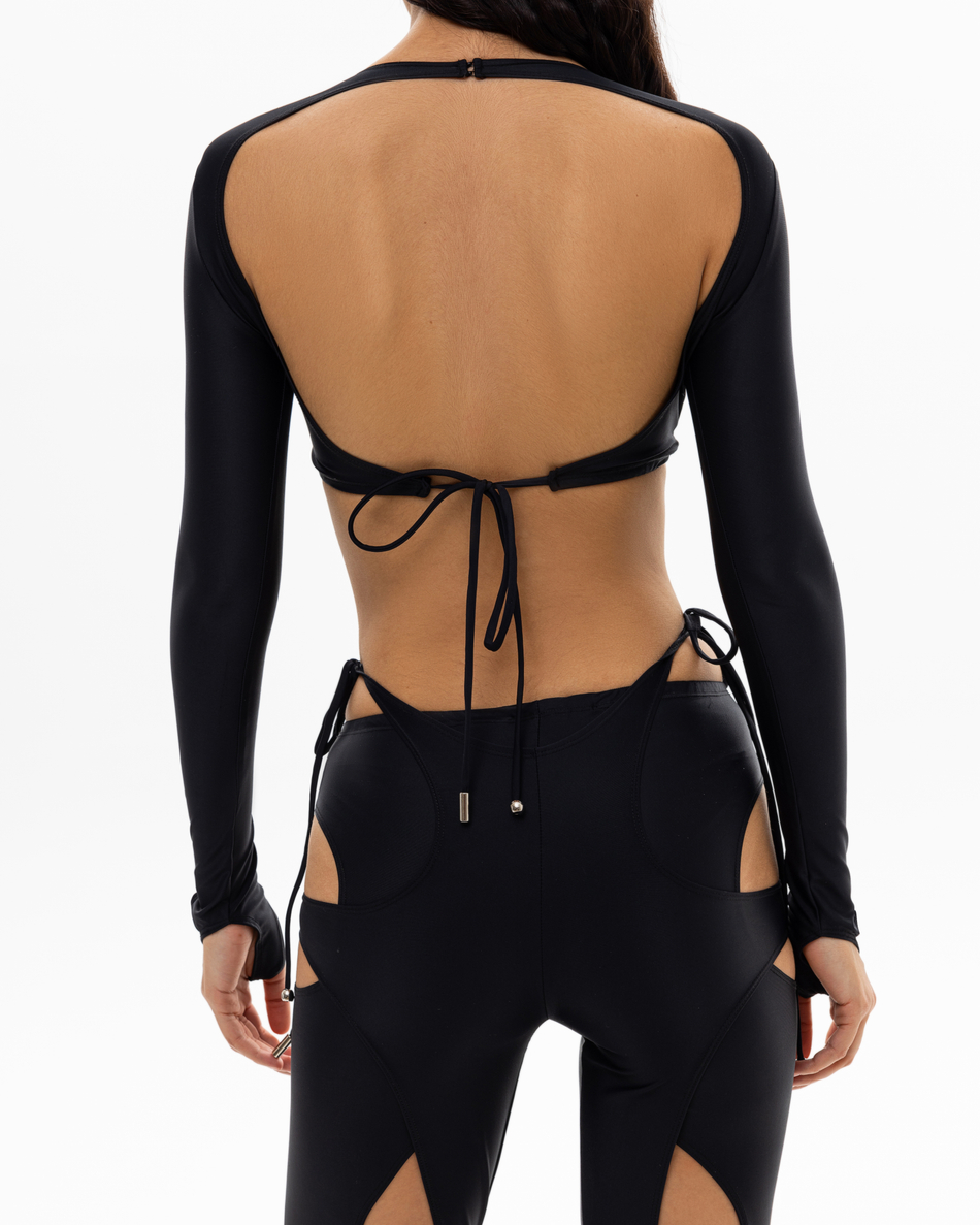 BLACK BUSTIER CROPPED TOP