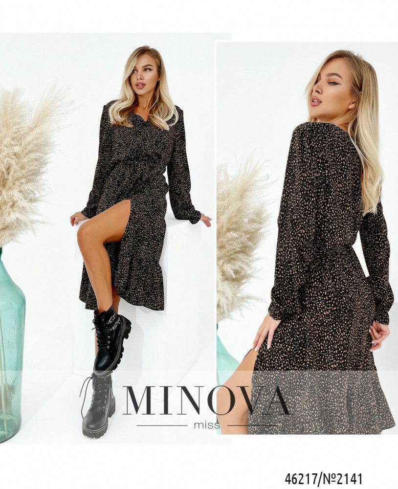 Платье 2141-черный-коричневый Minova Платье 2141-черный-коричневый Minova