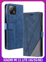 Дизайнерский чехол-книжка из кожи для XIAOMI MI 11 LITE 4G /5G /NE с отделом для наличных, 3 слотами для карт и подставкой