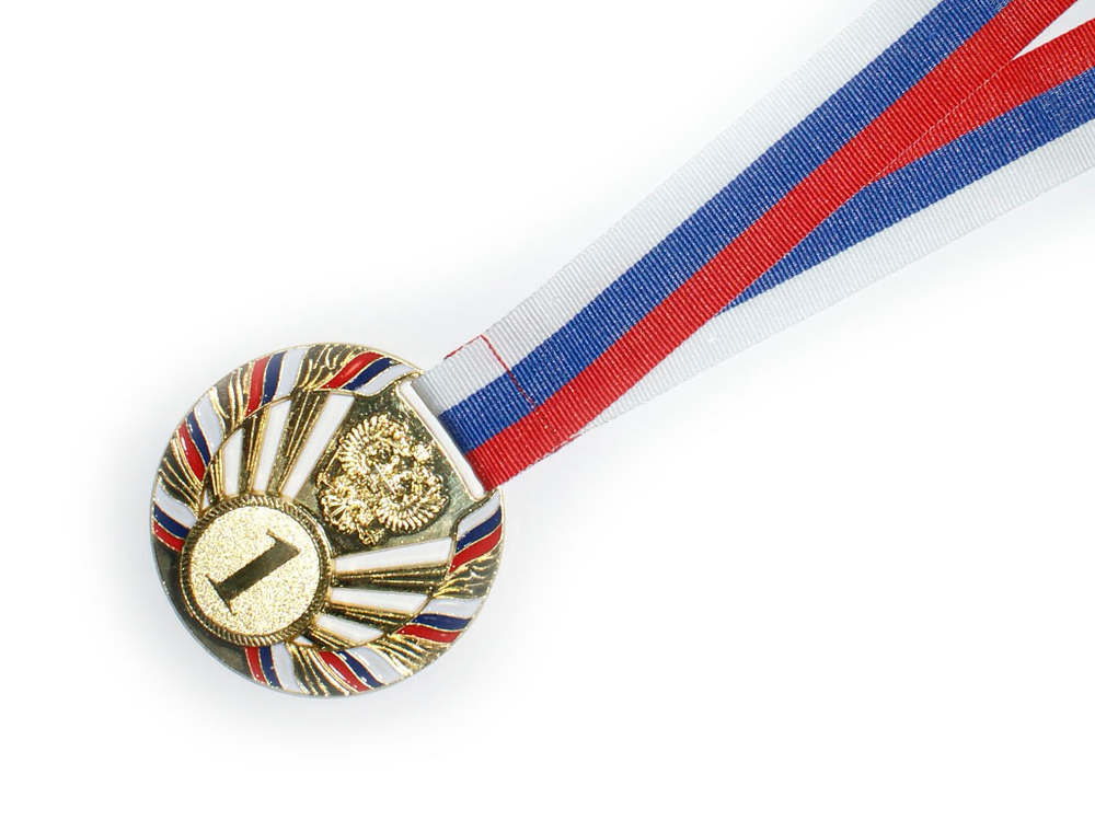 Медаль с лентой "Россия" 1 место (ЗОЛОТО). Диаметр 6,5 см: 1804-1