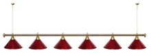 Лампа STARTBILLIARDS 6 пл. (плафоны антик медь,штанга зеленая,фурнитура золото)