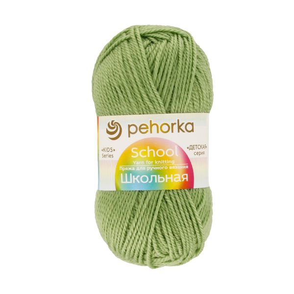 Пряжа Пехорка Школьная / уп.5 мот. по 50 г, 150 м, цв.009 зел.яблоко