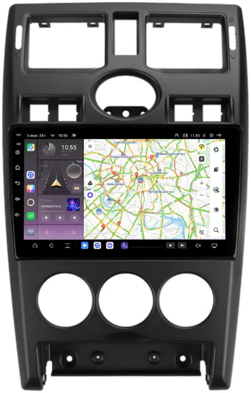 Магнитола для Lada Priora 2007-2013 (рамка черная) - Kuberg QLed, Android 13, Быстрейшая, CarPlay, SIM-слот