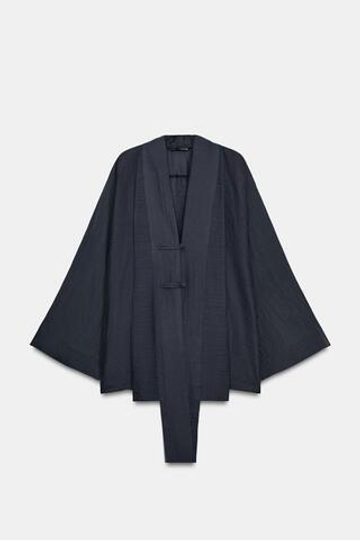 ZARA РУБАШКА С ЗАСТЕЖКОЙ НА ПЕТЛИ ZW COLLECTION, ТЕМНО-СЕРЫЙ