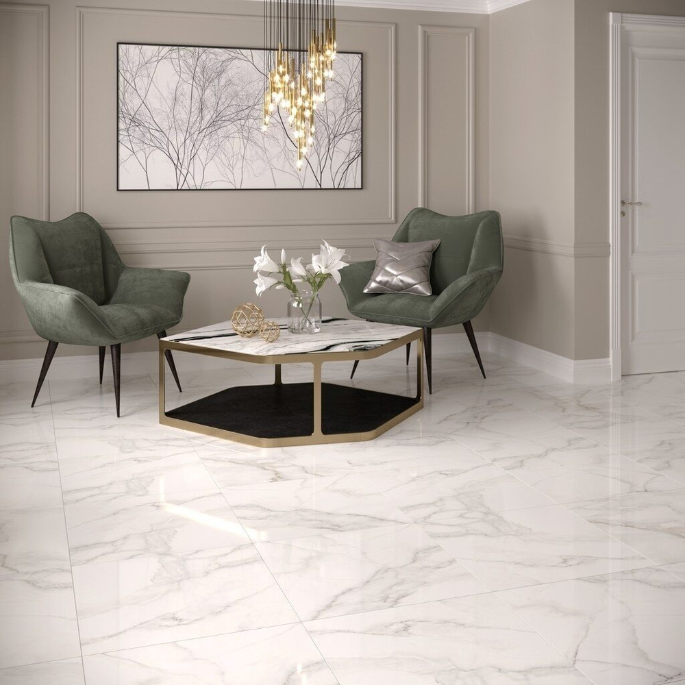 Каррара Премиум бел КГ 01 / Carrara Premium white PG 01  600х600 (1-й сорт)