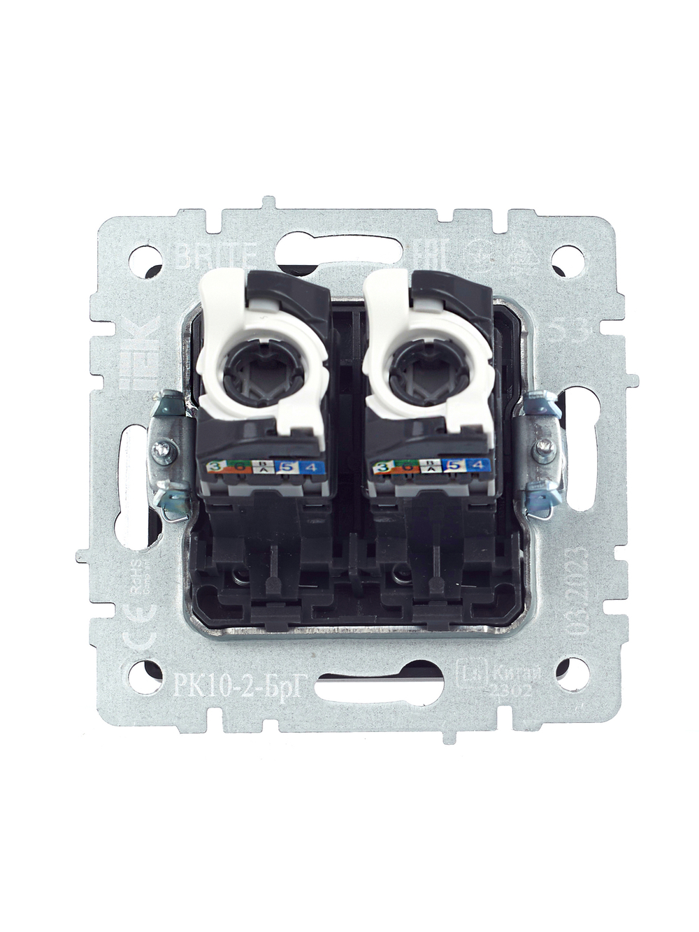 BRITE Розетка компьютерная двойная RJ45 кат.5E РК10-2-БрГ графит IEK