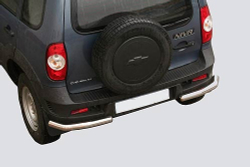 Защита заднего бампера «Уголки», цельные (Ø=63,5 мм), Chevrolet Niva (03.2009 -)/Lada Niva (07.2020 -) (нержавеющая сталь)