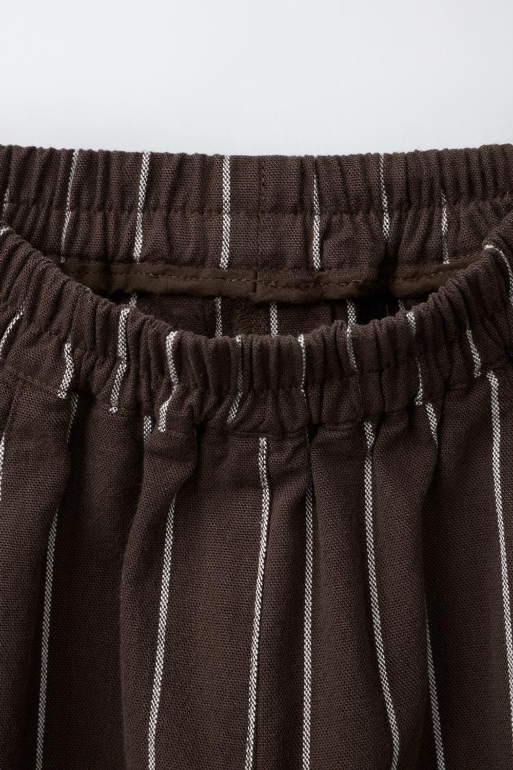 ZARA БРЮКИ BALLOON В ПОЛОСКУ, КОРИЧНЕВЫЙ