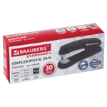 Степлер №24/6, 26/6 BRAUBERG «Standard+», до 30 листов, черный, 228608