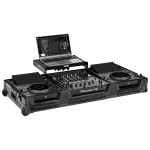 UDG Ultimate Flight Case Set AlphaTheta CDJ-3000X / Pioneer DJ DJM-A9 Black Plus (Laptop Shelf + Wheels)