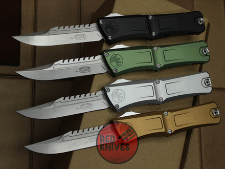 Нож Microtech Troodon 3 BOWIE Gray - рукоять серый алюминий