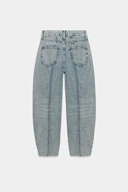 ZARA ДЖИНСЫ TAPERED С ВЫСОКОЙ ПОСАДКОЙ — ZW COLLECTION, ГОЛУБОЙ