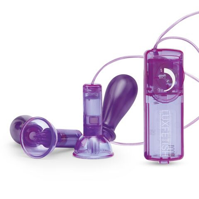 Вакуумные помпы для груди с вибрацией Remote Control Vibrating Nipple Suckers (Цвет: фиолетовый)