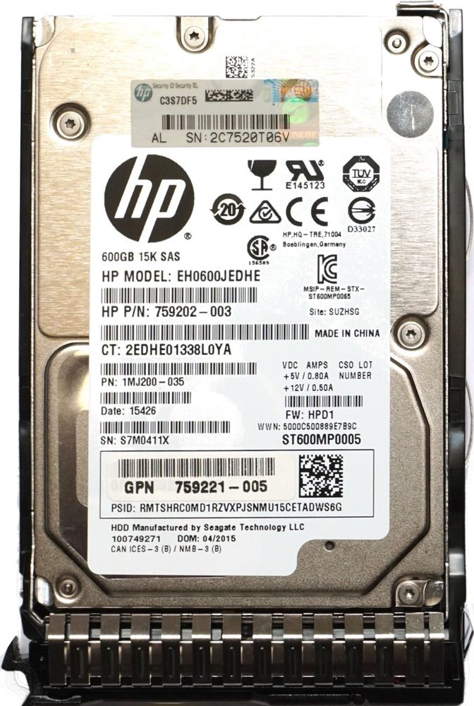Жесткий диск HP 600GB 12G SAS 15K RPM SFF SC 868678-001