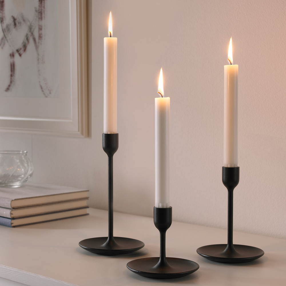 IKEA FULLTALIG  (ИКЕА ФУЛЛТАЛИГ)  -  Подсвечники, 3 шт. - чёрный