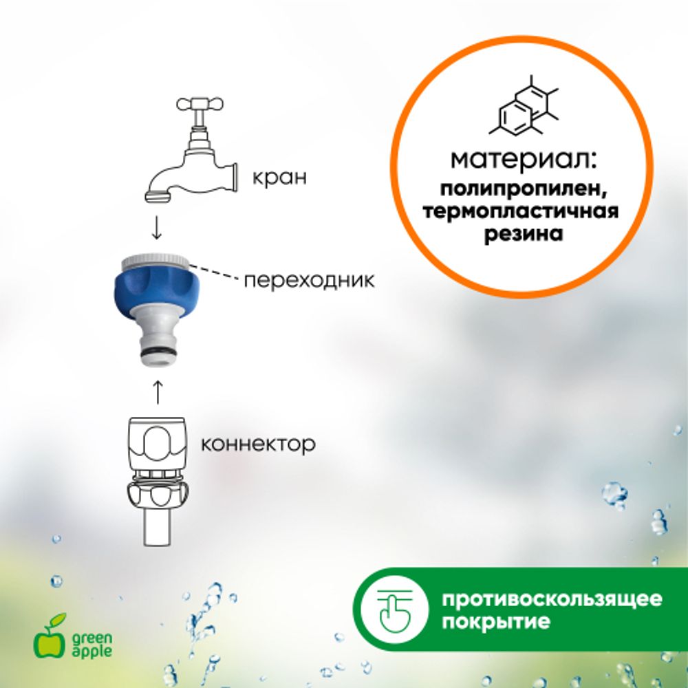 Штуцер GREEN APPLE GWTA20-055 с внутренней резьбой 1/2-3/4 12-19 мм | Аксессуары для полива Green Apple
