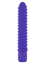 Фиолетовый вибромассажер FUNKY RIBBED VIBE - 15 см.