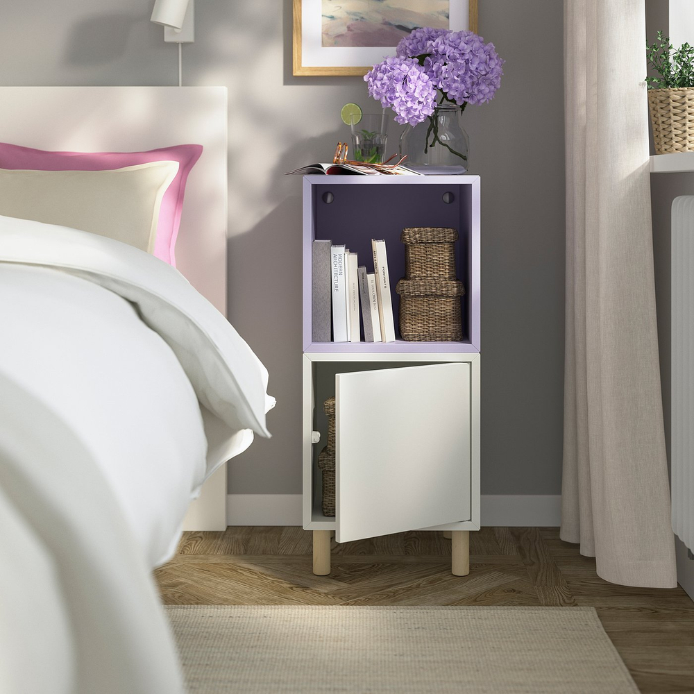 IKEA EKET  (ИКЕА ЕКЕТ)  -  Комбинация шкафов на ножках - белый/бледно-фиолетовый, дерево 35x35x80 см