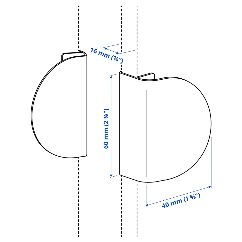 IKEA LATMASK  (ИКЕА ЛАТМАСК)  -  Ручка-зажим - синяя 60 мм, 2 шт.