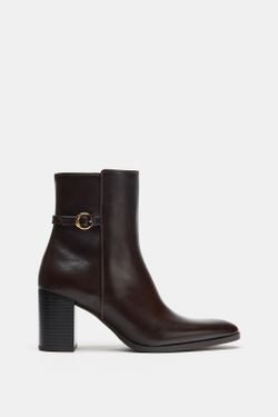 ZARA БОТИЛЬОНЫ НА ВЫСОКОМ КАБЛУКЕ, КОРИЧНЕВЫЙ