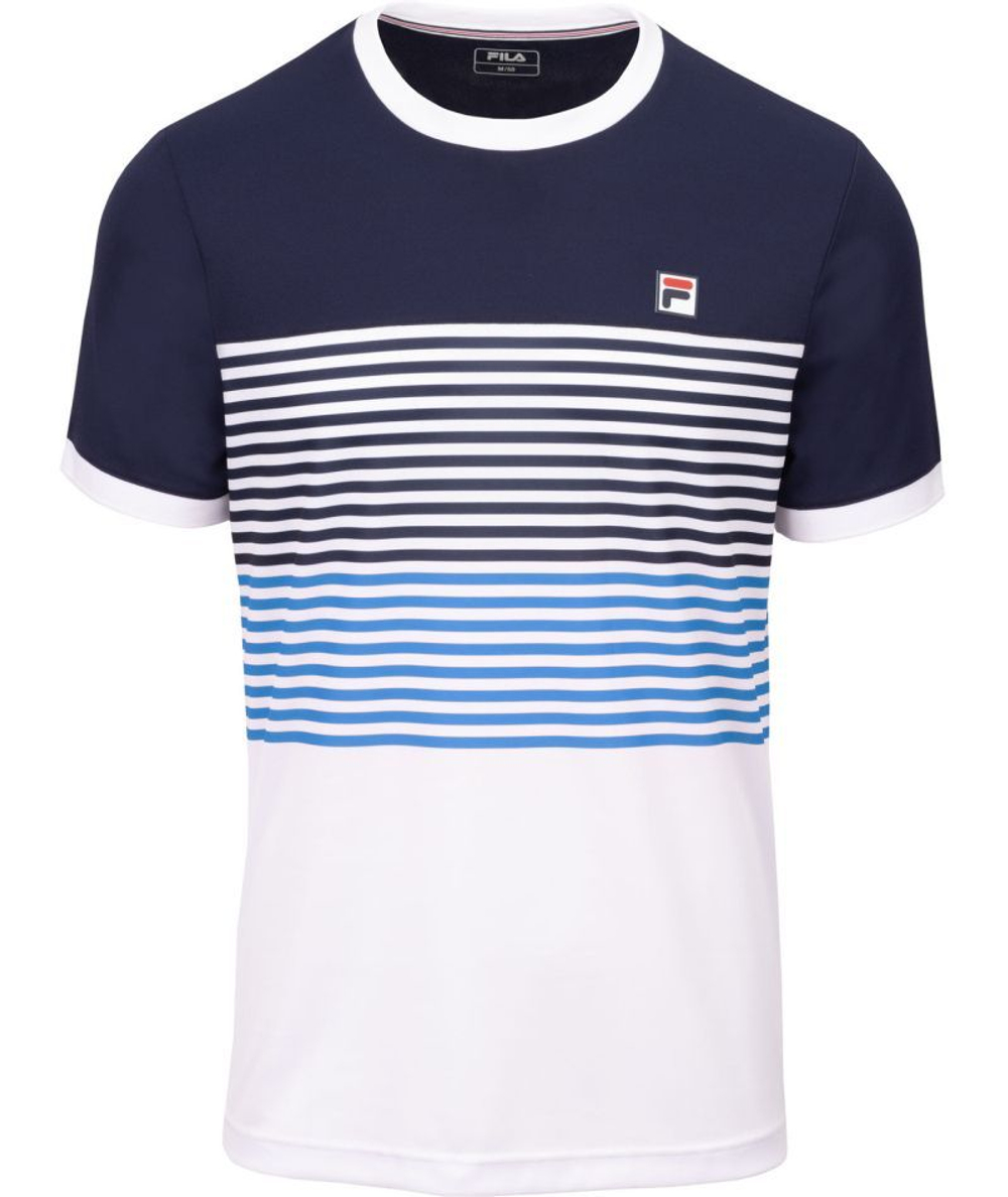 Теннисная футболка Fila BB1 - white/navy/simply blue