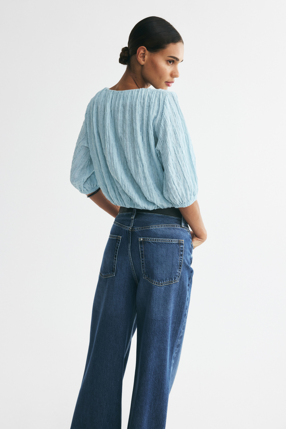 Блузка с рукавами-баллонами — Кремовый — H&M 1363824