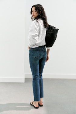 ZARA ДЖИНСЫ TRF CROPPED FLARE С ВЫСОКОЙ ПОСАДКОЙ, СИНИЙ