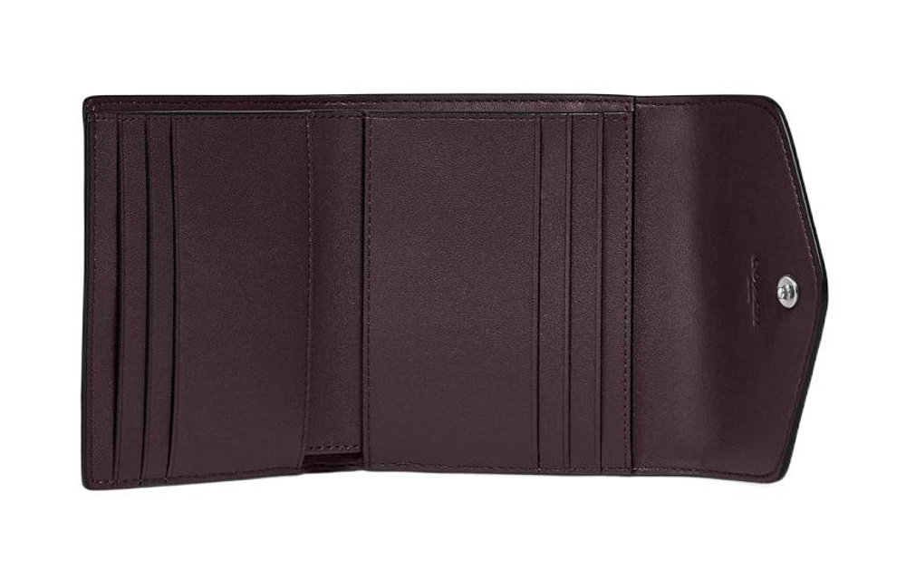 COACH Wyn Snap Closure Pebbled Leather Wallet Women"s Gray Brown