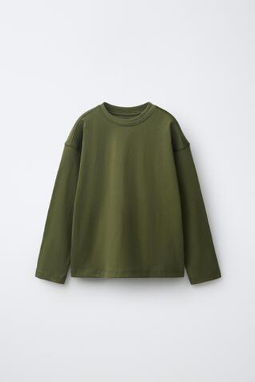 ZARA ОДНОТОННЫЙ ЛОНГСЛИВ, ЗЕЛЕНЫЙ