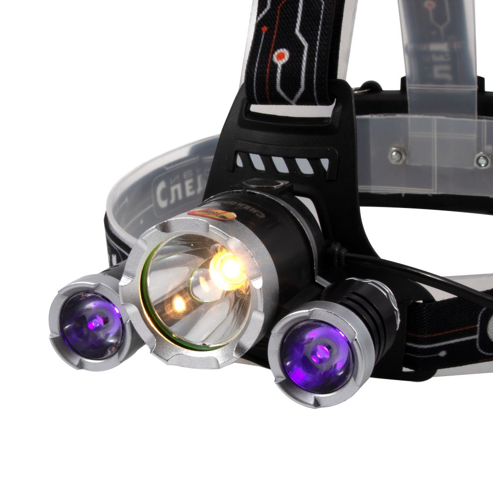 Фонарь налобный "Сибирский Следопыт -Fisher", 1LED WARM + 2 LED UV ,аккум.2x2200mAh/100/60/