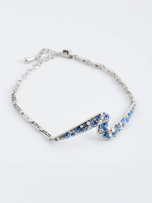 Браслет Молния с голубыми кристаллами Swarovski
