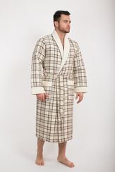 Вафельный мужской халат Gentelmen Style кремовый