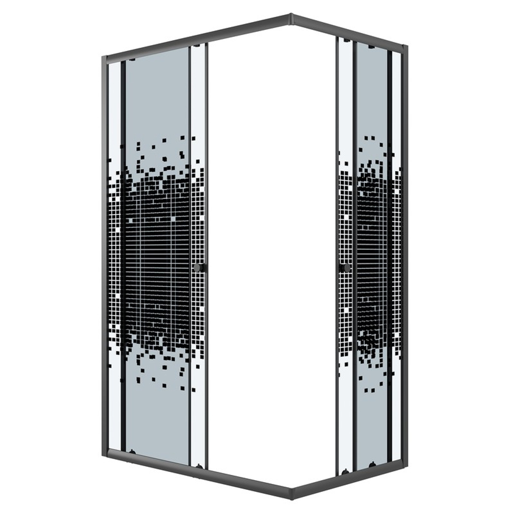 Душевое ограждение Niagara Eco NG-1012-14QBLACK (120х80х190) прямоугольник,раздвижное,черный,стекло мозаика,1 место