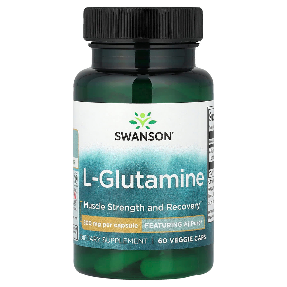 Swanson Vitamins, L-глютамин, 500 мг, 60 растительных капсул