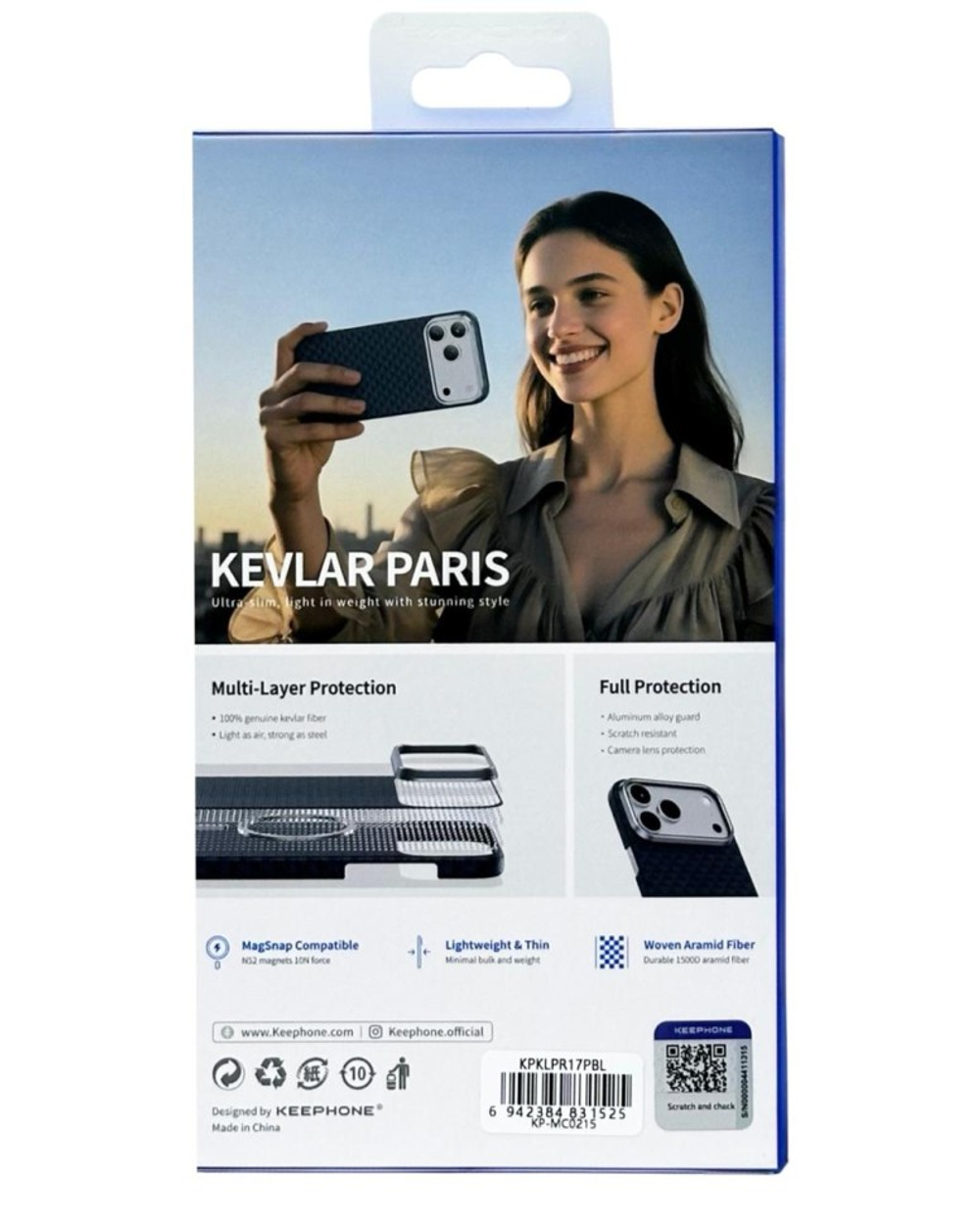 Накладка для i-Phone 17 Pro Keephone Kevlar Paris MagSnap синий