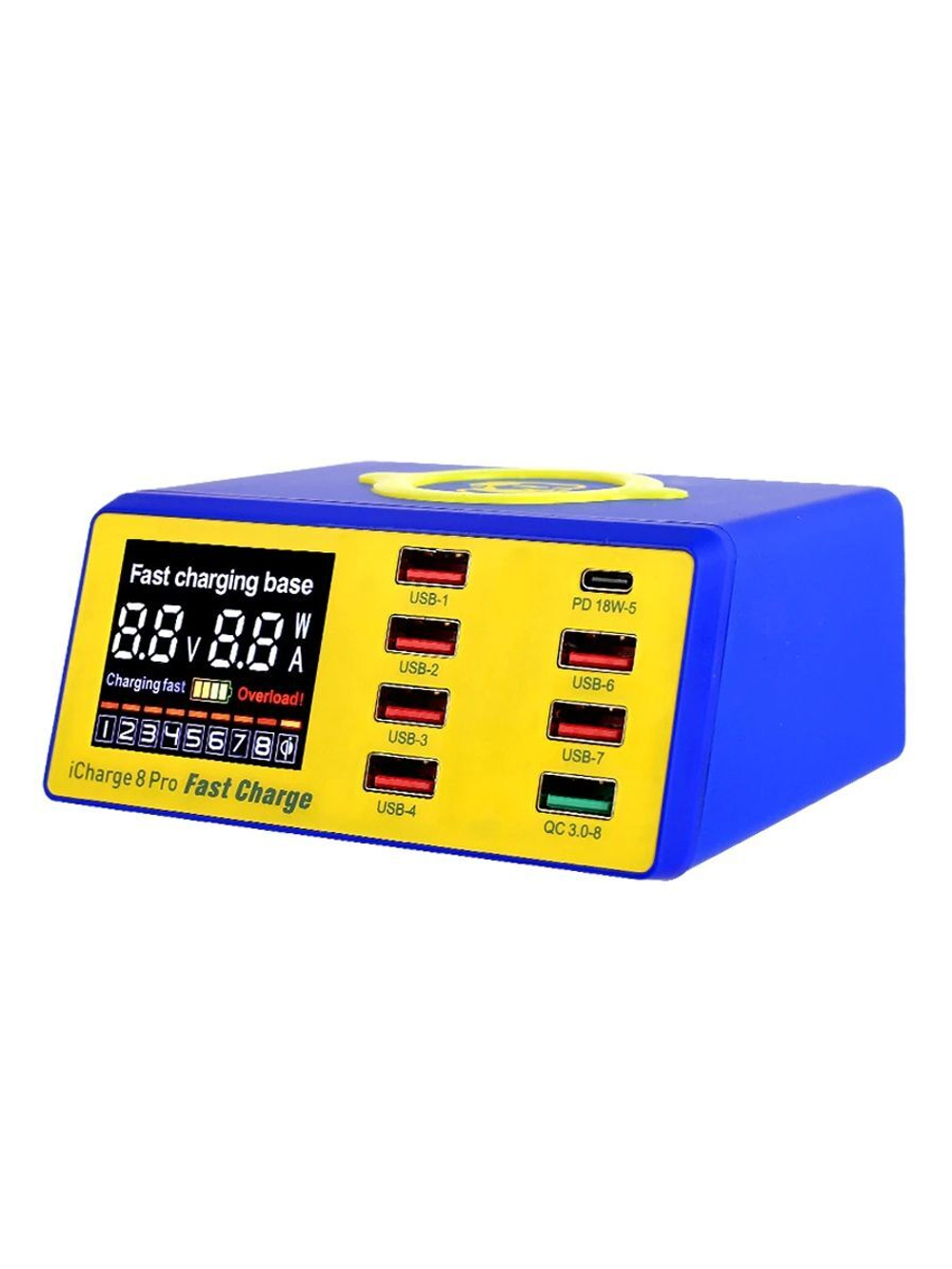 Зарядная станция Mechanic iCharge 8M (USB 2.0 * 7 / USB QC3.0 * 1 / беспров. заряд.)