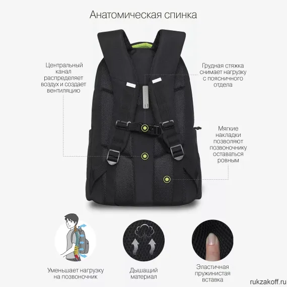 Çanta \ Bag \ RU-335-3 Рюкзак (/1 черный - салатовый)
