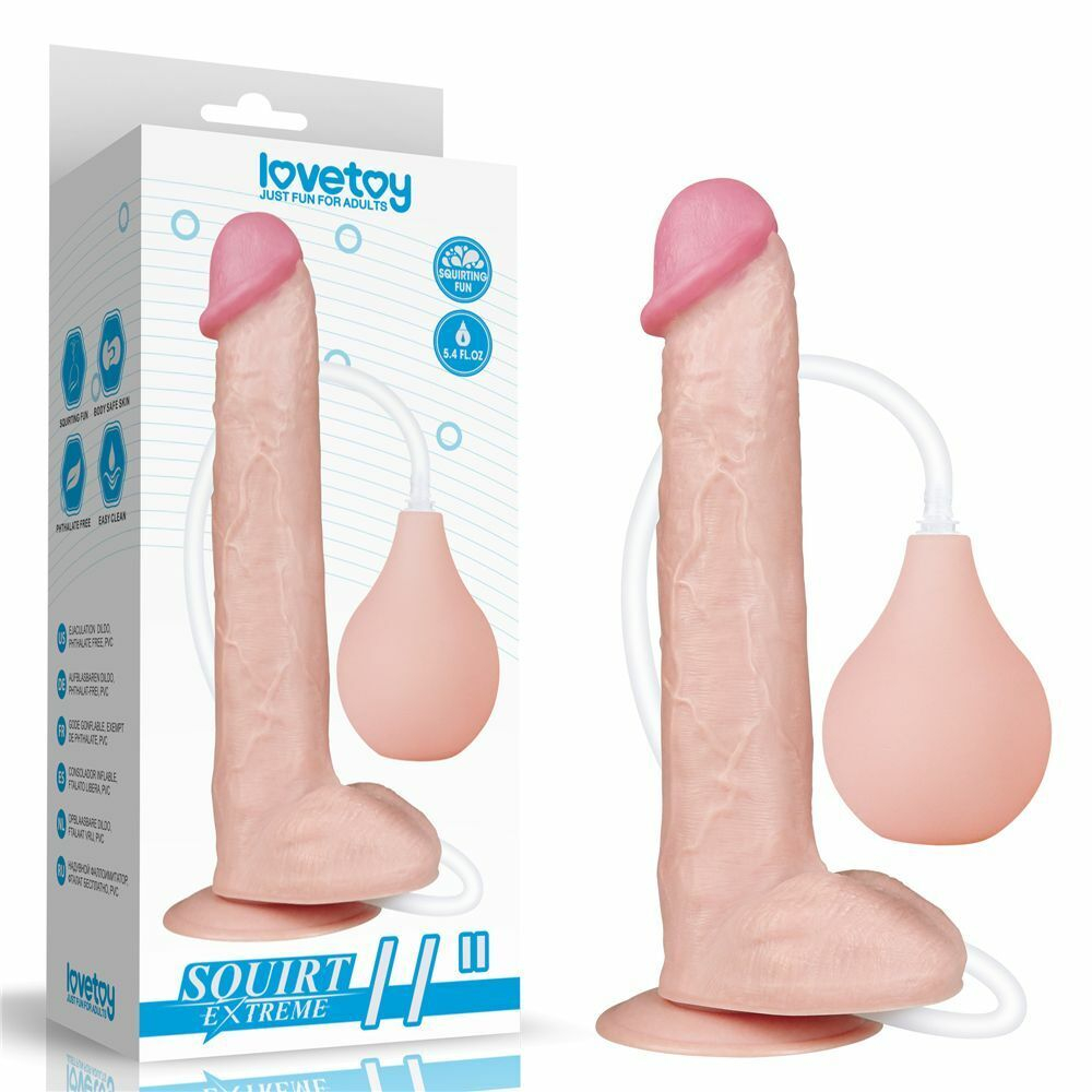 Телесный фаллоимитатор Squirt Extreme с имитацией эякуляции - 28 см. (Цвет: телесный)