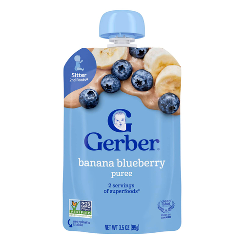 Gerber, 2nd Foods®, пюре с бананом и голубикой, 99 г (3,5 унции)