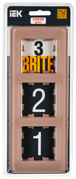 BRITE Рамка 3-местная РУ-3-2-Бр стекло дымчатый RE IEK